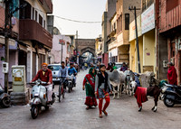 Pedestrians in local village