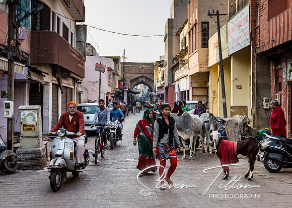 Pedestrians in local village