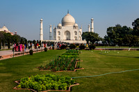Tourists flock to The Taj Mahal early morning.