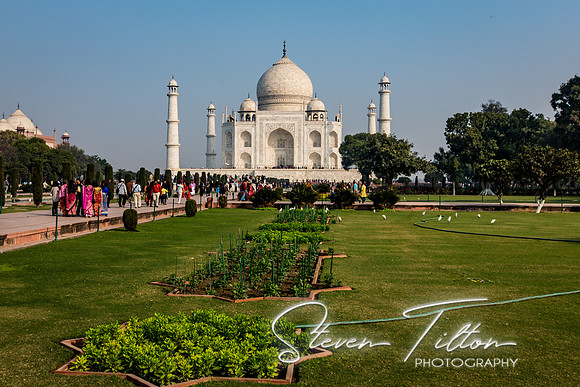 Tourists flock to The Taj Mahal early morning.