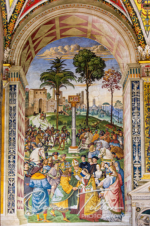 Piccolomini Library - Pinturicchio, Meeting between Frederick II