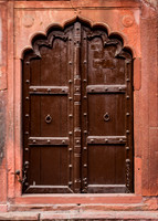 Wooden door near the Taj Mahal West Gate entrance.