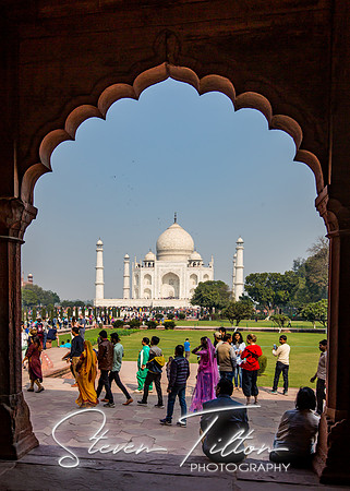 Corridor leading to The Great Gate in front of The Taj Mahal