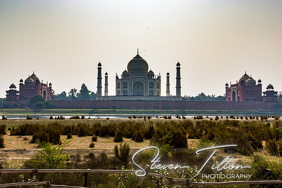 The Taj Mahal across the Yamuna River