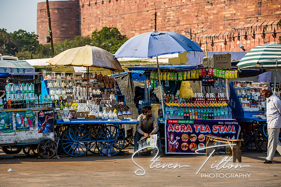 Merchants setup near the Red Fort in Agra.