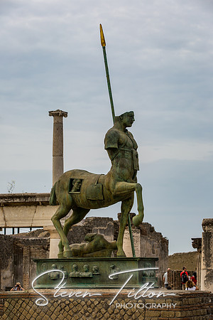 Standing bronze sculpture of Centaur in Pompeii