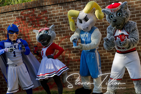 Duke, NCSU and UNC Mascots