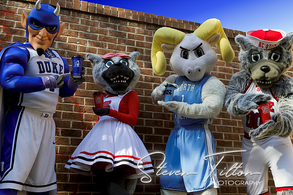 Duke, NCSU and UNC Mascots