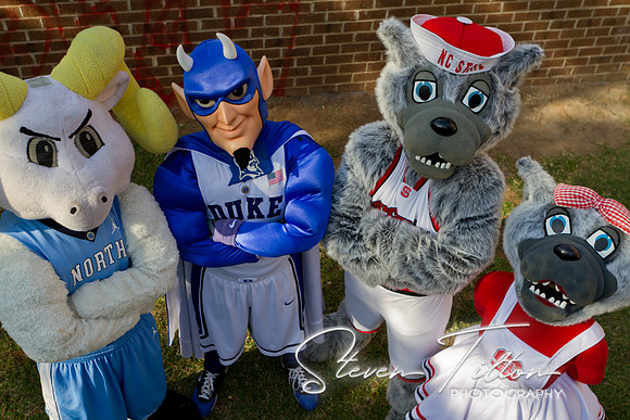 Duke, NCSU and UNC Mascots