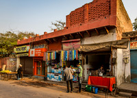 Local merchants setting up shop for morning traffic.