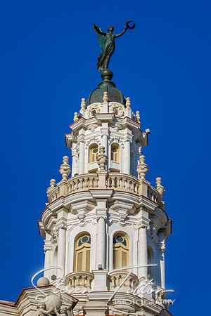 Tower and statue of the theatre Gran Teatro de La Habana in Havana, Cuba, Caribbean