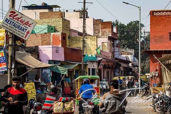 Local morning traffic near the Taj Mahal in Agra.