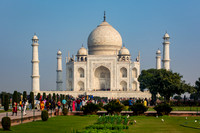 Tourists flock to The Taj Mahal early morning.