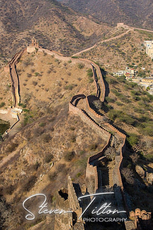 Great wall of Amer-Jaipur viewed from Jaigarh Fort